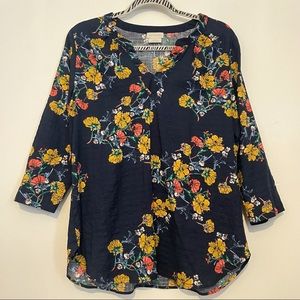 Van Heusen navy floral blouse